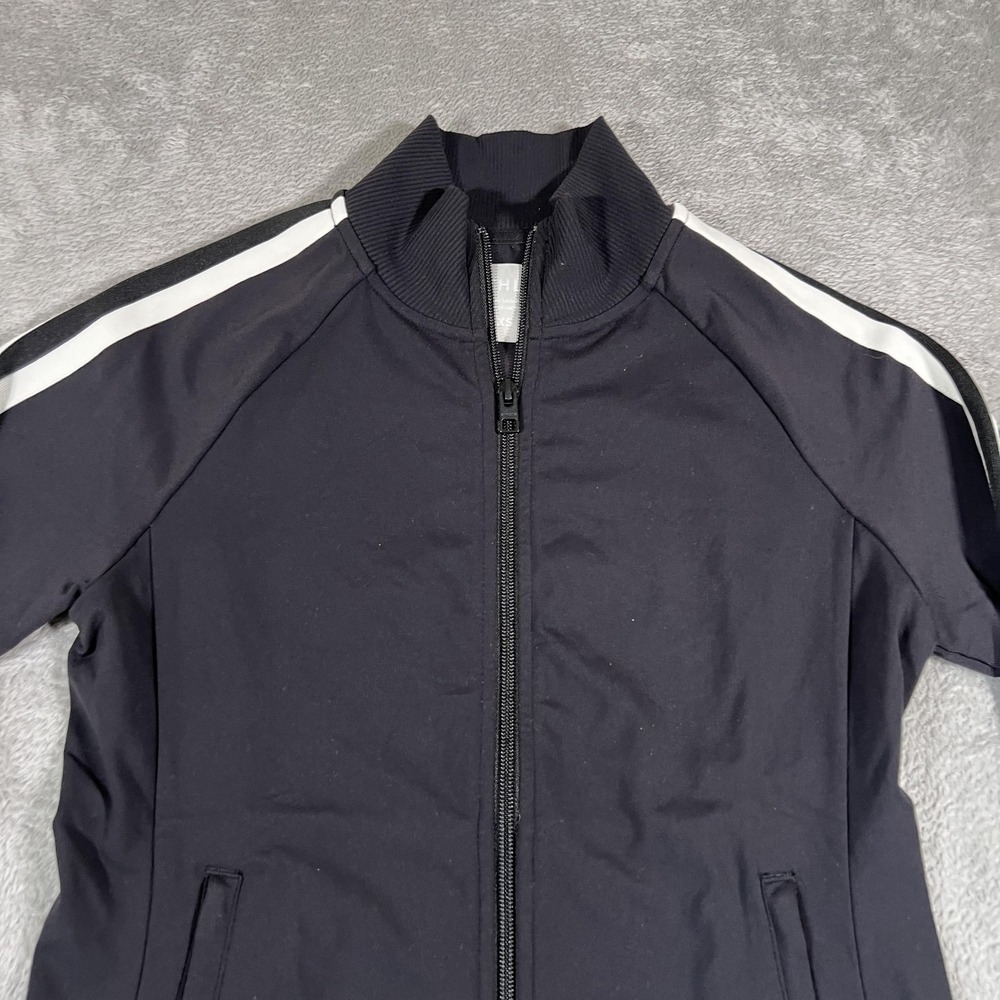 Athleta Circa Track Jacket Womens XS Black Full Zip Athletic Stripe Stretch Yoga